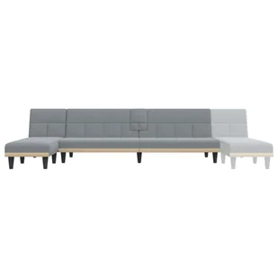 Sofa rozkładana L, jasnoszara, 255x140x70 cm, tkanina Lumarko! - Narożniki - miniaturka - grafika 8