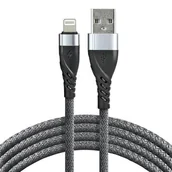 Listwy zasilające - Kabel USB - Lightning EVERACTIVE 1m 2,4A pleciony szary (CBB-1IG) - miniaturka - grafika 1