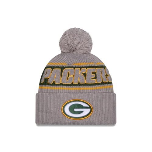 New Era Green Bay Packers NFL 2024 Sideline Sport Knit Szary Czapka z Pomponem - One-Size