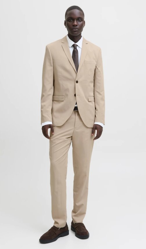 JACK&JONES BEŻOWE ELEGANCKIE SPODNIE CHINOS PROSTE 50 7CA