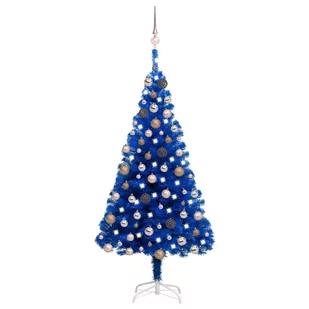 Lumarko Sztuczna choinka z LED i bombkami, niebieska, 120 cm, PVC - Choinki - miniaturka - grafika 1