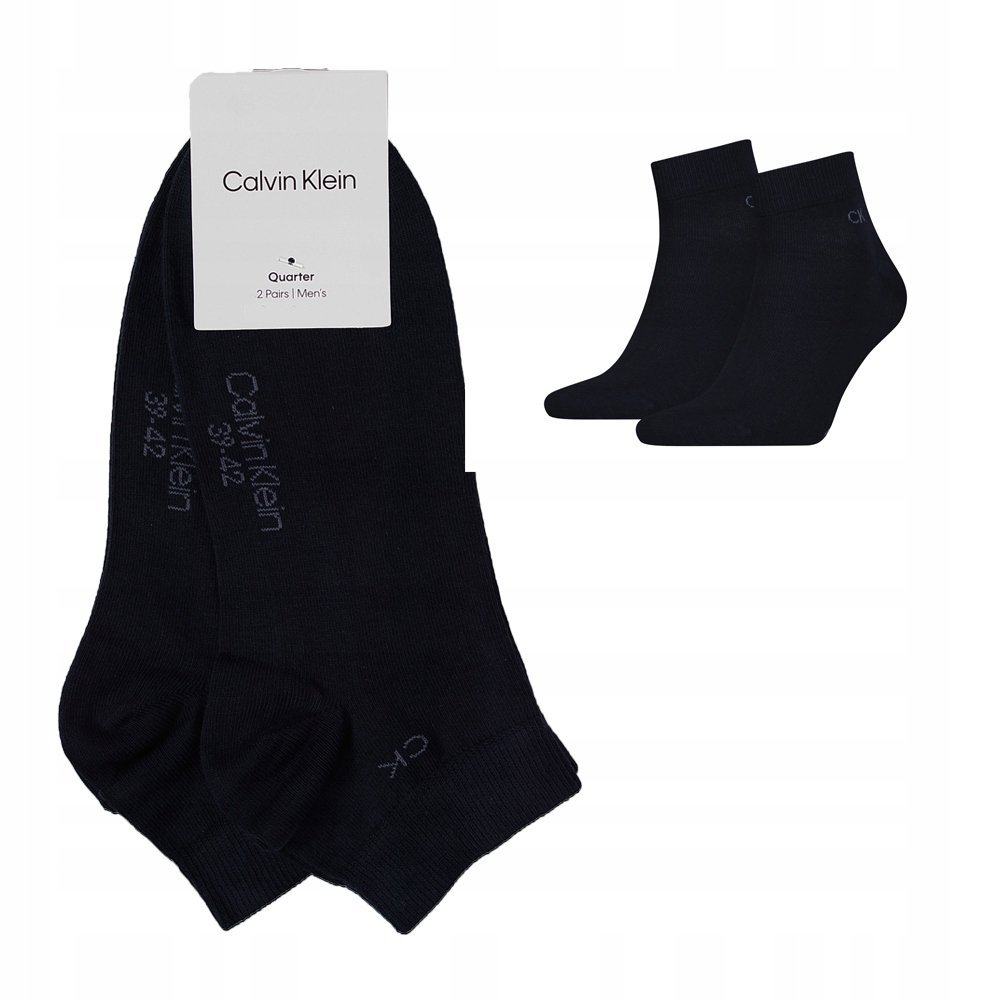 CALVIN KLEIN Skarpety Męskie Bawełniane Czarne ZAKOSTKI 2 pary Rozmiar 39/42