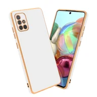Etui i futerały do telefonów - Pokrowiec Do Samsung Galaxy A51 4G / M40s Etui w Glossy Biały - Złoto TPU Silikonowe Obudowa Case Cover Cadorabo - miniaturka - grafika 1