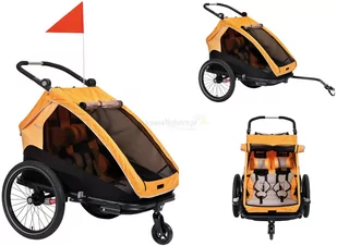 Przyczepka rowerowa dla dzieci XLC DUO S BS C10 2w1 wózek składana amortyzacja pomarańczowa - Przyczepki rowerowe - miniaturka - grafika 1