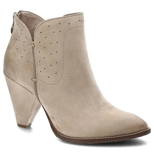 Beżowe Botki Carinii Eleganckie Buty Damskie Na Słupku - Botki damskie - miniaturka - grafika 1