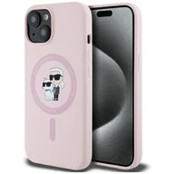 Etui i futerały do telefonów - Etui Karl Lagerfeld Silicone Karl&Choupette MagSafe do iPhone 15 różowy - miniaturka - grafika 1