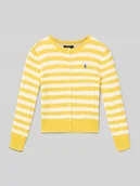 Swetry dla dziewczynek - Kardigan ze ściegiem warkoczowym i wyhaftowanym logo - miniaturka - grafika 1