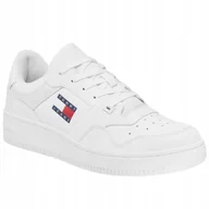 Buty sportowe męskie - Buty sportowe meskie Tommy Hilfiger Retro Basket Ess białe - miniaturka - grafika 1