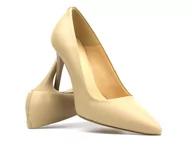 Czółenka - Eleganckie szpilki z noskiem w szpic - UNCOME 35004, beżowe - miniaturka - grafika 1
