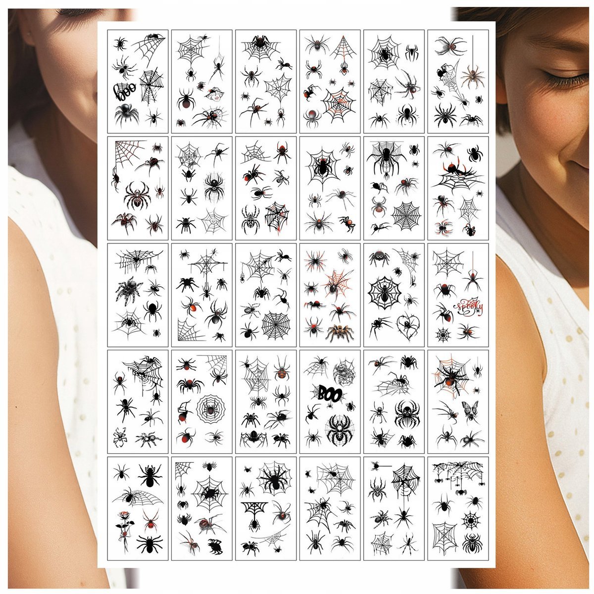 TATUAŻE ZMYWALNE DLA DZIECI PAJĄK PAJĄKI PAJĘCZYNY MIX 30 WZORÓW