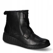 Botki damskie - MARCO TOZZI CZARNE BOTKI DAMSKIE Z SKÓRY NATURALNEJ NA KLOCKU 37 6CA - miniaturka - grafika 1