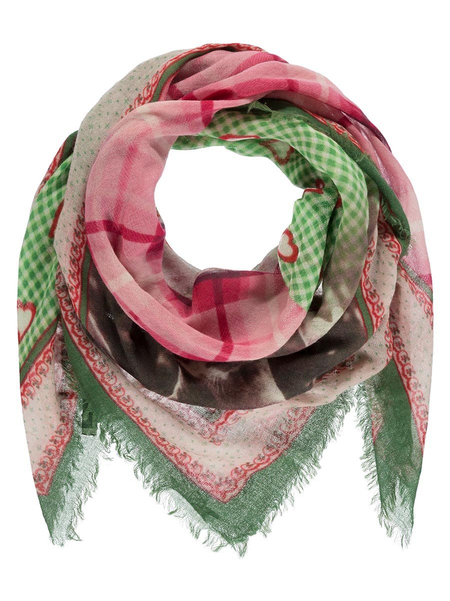 Damski szalik z mix wzorów zielony Passigatti