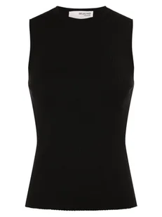 Selected Femme Damski top z dzianiny - SLFLydia Kobiety drobna dzianina czarny jednolity, S - Bluzki damskie - miniaturka - grafika 1