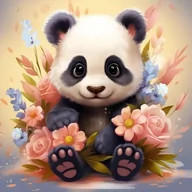 Zabawki kreatywne - Haft Diamentowy Urocza Panda w Kwiatach 35x35 cm - miniaturka - grafika 1