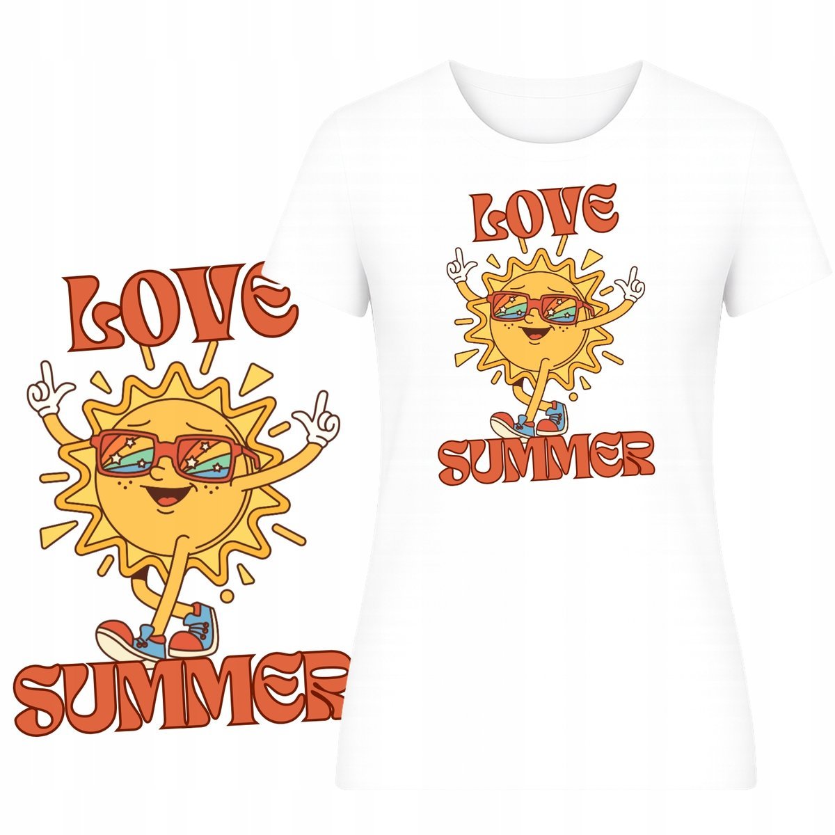 T-Shirt Na Lato Damski Koszulka Super Nadruk Summer Vibes Wakacje Plaża S