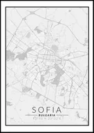 Plakaty - Plakat, Sofia, Bułgaria mapa czarno biała, 70x100 cm - miniaturka - grafika 1