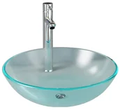 Umywalki - Umywalka nablatowa ze szkła hartowanego z kranem - Tango - miniaturka - grafika 1