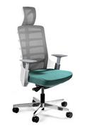 Fotele i krzesła biurowe - Fotel biurowy, obrotowy, Spinelly, biały, tealblue - miniaturka - grafika 1