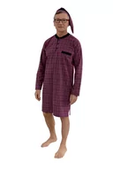 Piżamy damskie - KOSZULA NOCNA MĘSKA 5XL DŁUGI RĘKAW BAWEŁNIANA DLA TATY DZIADKA BORDOWA - miniaturka - grafika 1