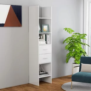vidaXL Regał na książki, wysoki połysk, biały, 40x35x180 cm, płyta - Regały - miniaturka - grafika 1