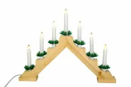 Oświetlenie świąteczne - Nexos Drewniany świecznik świąteczny 7 diod LED - lampki jak świece - miniaturka - grafika 1