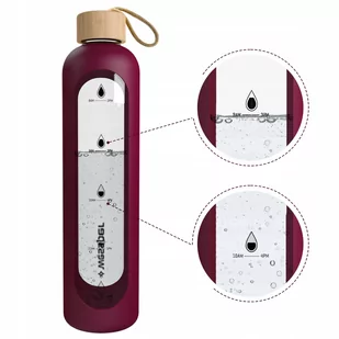 Wessper Activemax Crystalline 1L Szklana butelka motywacyjna z burgundowym etui - Butelki filtrujące - miniaturka - grafika 3