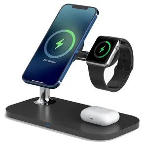 Magnetyczna bezprzewodowa stacja ładująca 3 w 1 kompatybilna z Apple Watch, AirPods 3/Pro/2 i iPhone 13, 12, Pro, Pro Max, Mini, czarna