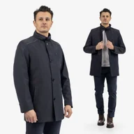 Kurtki męskie - Kurtka Męska Przejściowa Płaszcz ze stójką Elegancki Casual Granatowy L Granatowy - miniaturka - grafika 1