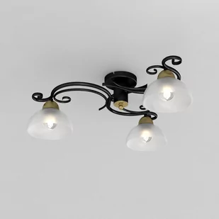 Lampa sufitowa Flora, 3 klosze, czarna/mosiądz - Lampy sufitowe - miniaturka - grafika 1