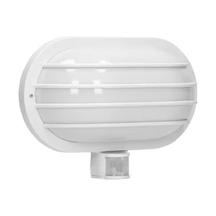 LASO, oprawa ogrodowa z czujnikiem ruchu 180°, 1x60W, E27, IP44, plastik, biała - Lampy ogrodowe - miniaturka - grafika 1