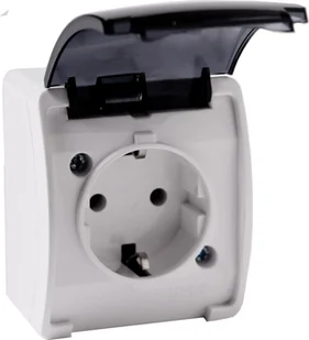 Orno Gniazdo pojedyncze 2P+Z Schuko AQUATIC, IP44, białe dymione, 10 szt. - Gniazdka elektryczne - miniaturka - grafika 1