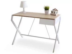Małe Modne Biurko Designo Dąb Sonoma Na Białej Podstawie X Z Metalu - Biurka - miniaturka - grafika 1