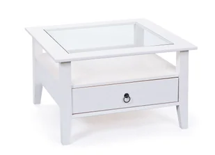 Pall stolik kawowy 1 szuflada, 1 półka, biel. - Ławy i stoliki kawowe - miniaturka - grafika 1