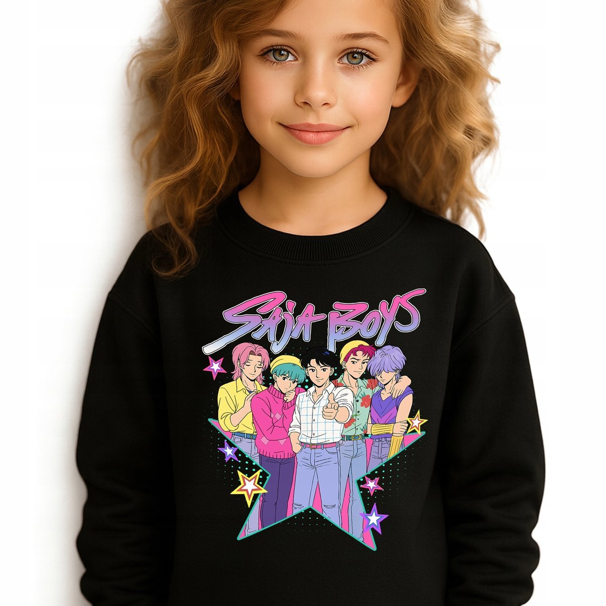 Bluza Dziecięca Czarna SAJA BOYS STAR Do Szkoły K-pop Muzyka Wz Rozm 140 cm