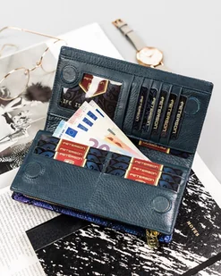 Duży, Pionowy Portfel Damski Ze Skóry Naturalnej Na Suwak I Magnes Lumarko! - Portfele - miniaturka - grafika 7