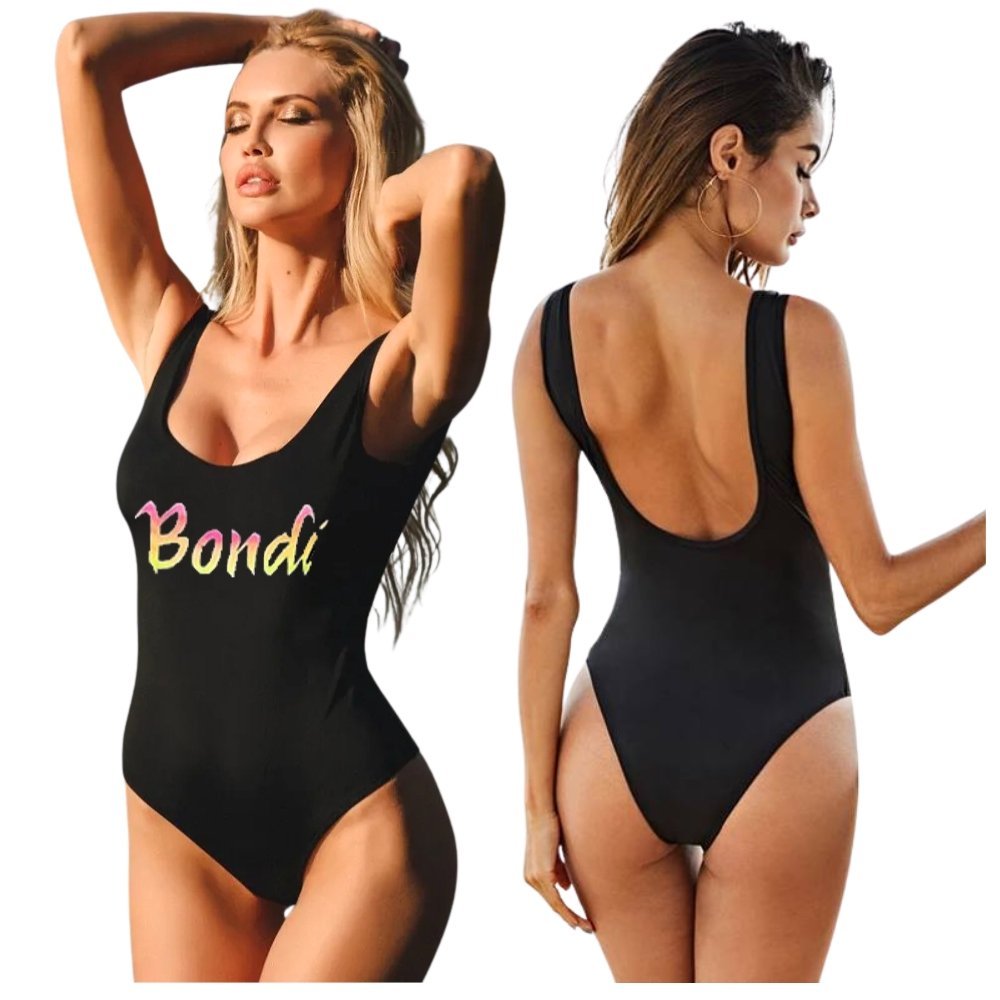 Kostium Monokini Jednoczęściowy Czarny Strój Kąpielowy Wyszczuplający Lato M