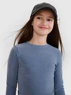 Koszulki i topy damskie - 4F Longsleeve slim crop top gładki dziewczęcy 4FJWSS25TLONF430-32S Niebieski Roz. 134 - miniaturka - grafika 1