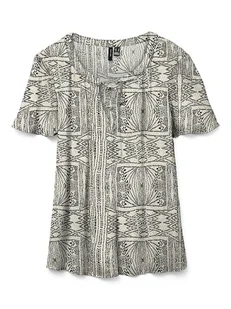 Vero Moda Bluzka w kolorze kremowo-czarnym - Bluzki damskie - miniaturka - grafika 1