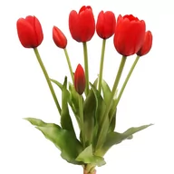 Sztuczne kwiaty - Tulipany silikonowe jak żywe czerwone bukiet 7 sztuk gumowe 40 cm - miniaturka - grafika 1