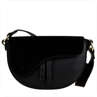 Torebki damskie - Borse in Pelle Torebka ze skóry naturalnej listonoszka czarna z zamszem - miniaturka - grafika 1