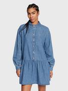 Sukienki - Tommy Jeans Sukienka jeansowa Chambray DW0DW15022 Niebieski Regular Fit - miniaturka - grafika 1