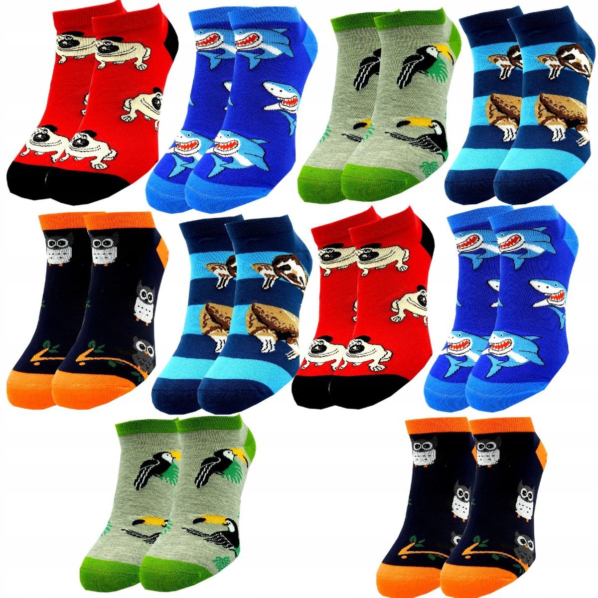 SKARPETY MĘSKIE STOPKI BAWEŁNIANE KOLOROWE KRÓTKIE SKARPETKI 10 PAR 40/43