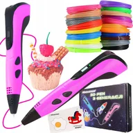 Długopisy - Drukarka Długopis 3d Zestaw Dla Dzieci Szablony + Wkłady 50m Różowy V2024 - miniaturka - grafika 1