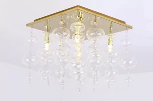 Złota lampa sufitowa z wiszącymi kryształkami RLX92175-5GC z serii ELLI - Lampy sufitowe - miniaturka - grafika 1