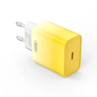 Ładowarki do telefonów - XO ładowarka sieciowa CE18 PD 30W 1x USB-C żółto-biała - miniaturka - grafika 1