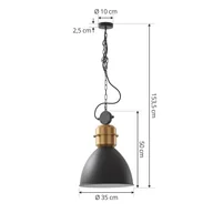Lampy sufitowe - Lampa wisząca Lucande Kaeloria, czarny/mosiądz, aluminium, Ø 35 cm - miniaturka - grafika 1