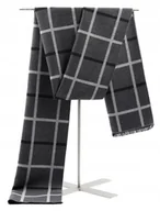 Apaszki i szaliki męskie - Szal Szalik Męski Ciepły Zimowy Grafitowy W Szaro - Czarne Pasy - miniaturka - grafika 1