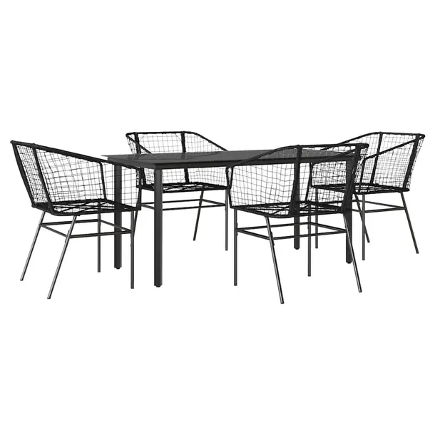 Zestaw Mebli Ogrodowych Rattan PE i Stal Czarny 160x80x74 cm, 62x63x83 cm
