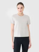 Koszulki i topy damskie - 4F T-shirt regular z nadrukiem damski - szary XS - miniaturka - grafika 1