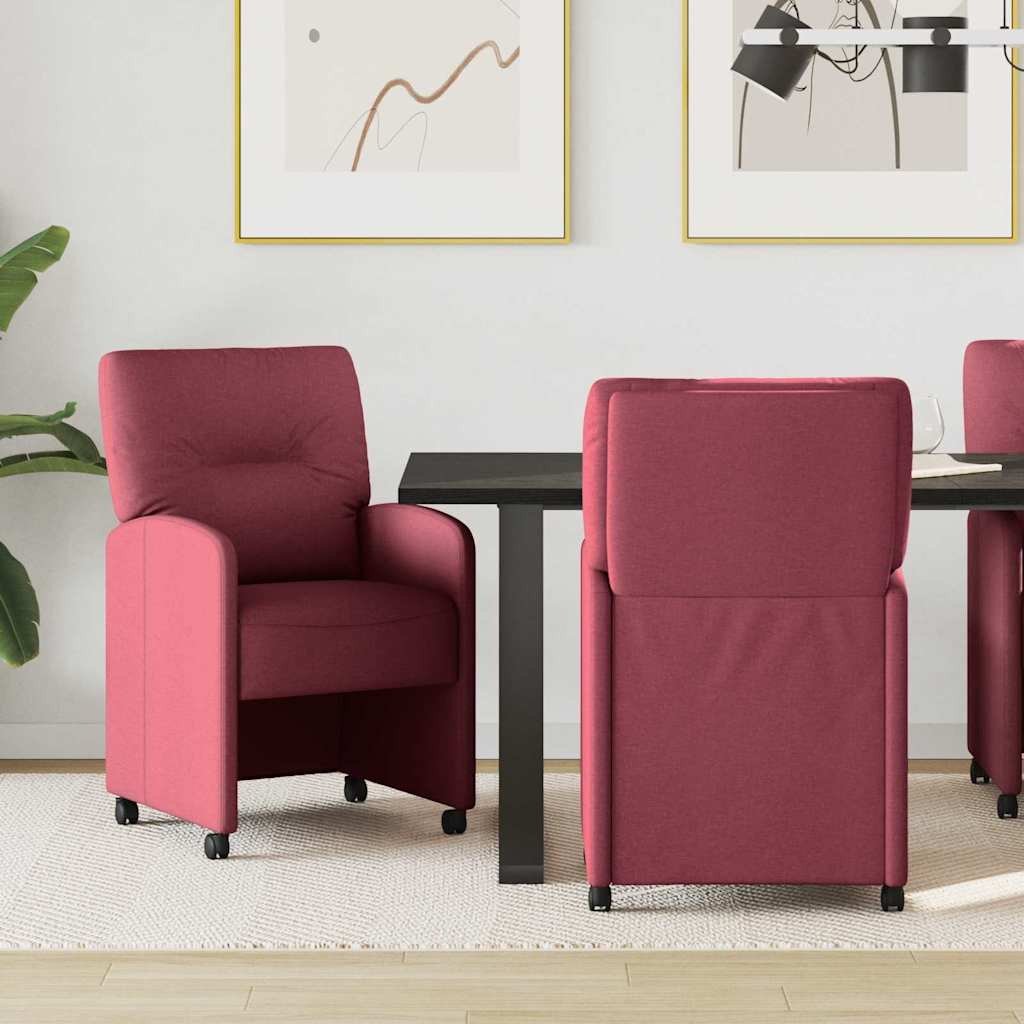 vidaXL Krzesła jadalne 2 pcs czerwony wino 57 x 67 x 95 cm tkanina